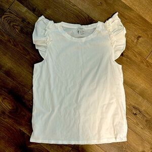 Women's J. Crew White Ruffled Sleeve Top